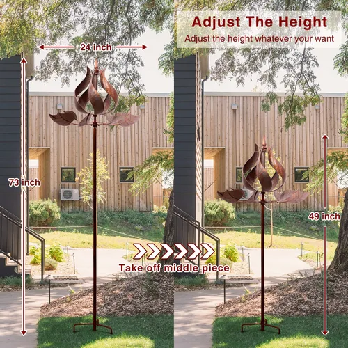 Miniatura 4 de Molinillos de viento de tulipanes para exteriores, molinos de viento de metal grandes para patio jardín con estaca de tierra, molino de viento