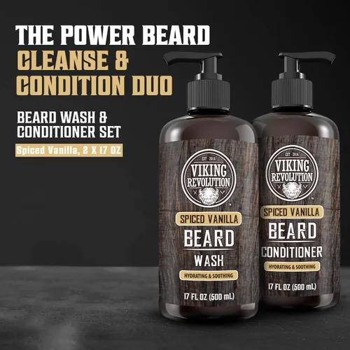 Miniatura 2 de Viking Revolution Champú y acondicionador de barba para hombres con aceite de argán y aceite de jojoba, suavizante y fortalecedor para el cuidado