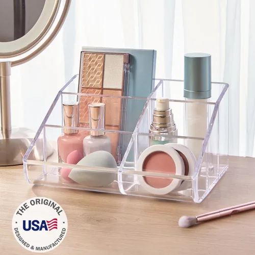 Miniatura 2 de STORi Organizador de Maquillaje de Plástico Transparente para Tocador Soporte de 6 Compartimentos para Pinceles, Paletas de Sombras de Ojos