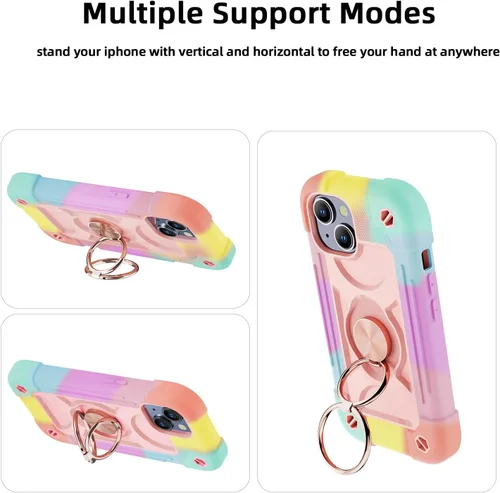 Miniatura 6 de MARKILL Funda compatible con iPhone 15 de 6.1 pulgadas con soporte integrado, [grado militar resistente de cuerpo completo] protección contra Rosa