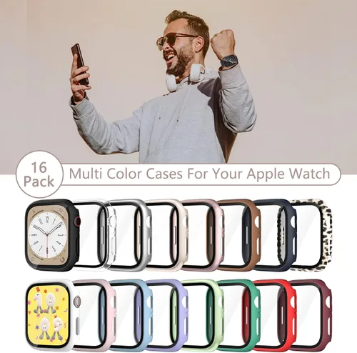 Miniatura 6 de COMMUTER [Paquete de 16] para Apple Watch Series 3/2/1 Protector de pantalla de 1.496 pulgadas, carcasa rígida de policarbonato ultrafino