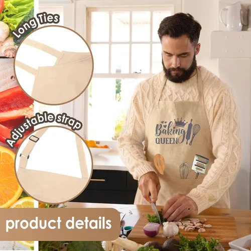 Miniatura 3 de Divertido delantal de cocina para mujeres y hombres, delantal de cocina para hornear con 2 bolsillos, lindo regalo de cumpleaños, Navidad, día