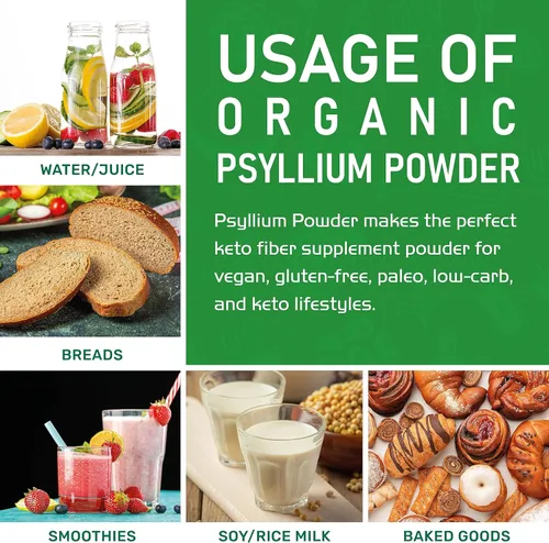 Miniatura 3 de Jiva Organics Polvo de cáscara de psyllium de 1.75 libras, bolsa a granel - Sin gluten, fibra fácil de mezclar, sin sabor, molido fino, sin OMG