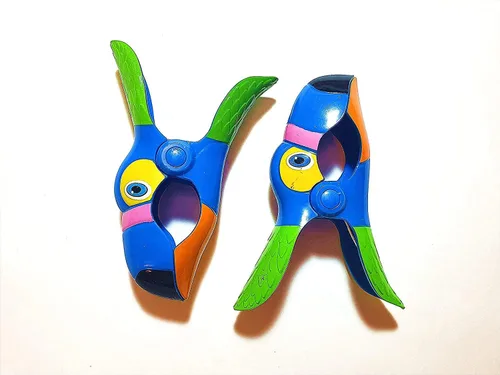 Miniatura 4 de Juego de 3 (6 unidades) de loros azules, loro rojo, pinzas de toalla de playa de tucán tamaño jumbo para silla de playa, crucero, patio de playa