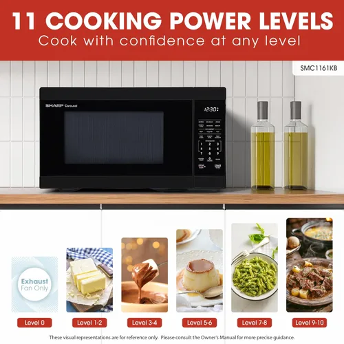Miniatura 3 de Horno de microondas SHARP para mostrador con bandeja giratoria extraíble de 12.4", 1000 vatios, 1.1 pies cúbicos, color negro