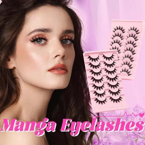 Miniatura 6 de Veleasha Pestañas de manga de hadas, pestañas postizas de araña puntiagudas, de anime, pestañas postizas asiáticas para cosplay, 0.315-0.630 in