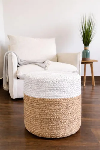 Miniatura 8 de S & L Homes Puf otomano – 100% yute trenzado a mano, tejido a mano, tradicional puf bohemio para sala de estar, dormitorio, guardería, patio, sala