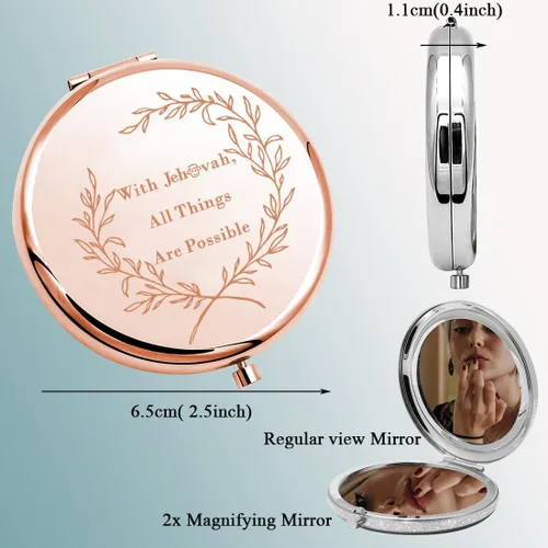 Miniatura 2 de MAOFAED Regalo de versículo bíblico, cita de la Biblia, espejo compacto para mujeres, regalo cristiano, espejo de viaje, espejo de bolsillo Oro rosa