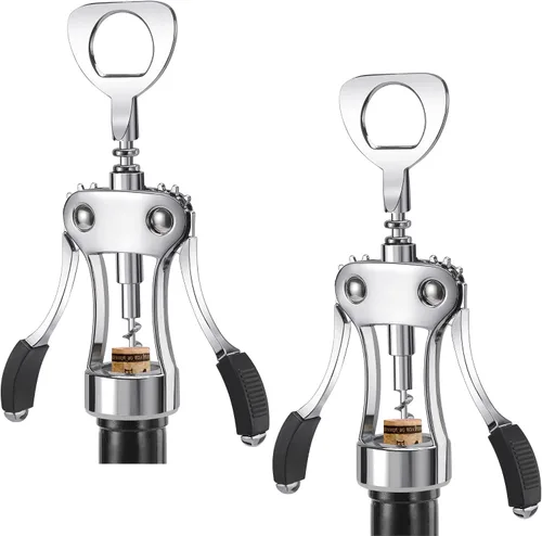 Miniatura 15 de KORCCI Abridor de vino, sacacorchos de ala de aleación de zinc resistente, abrebotellas de cerveza premium, accesorios multifuncionales para vino