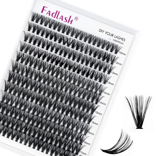 Miniatura 9 de FADLASH Racimos de pestañas Wispy 280 piezas, racimos de pestañas individuales de aspecto natural, rizado D 40D, racimos de pestañas suaves
