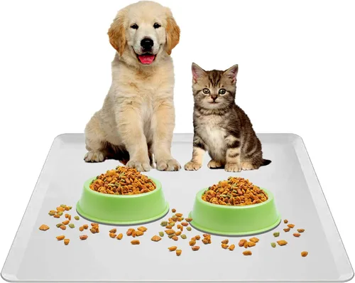 Miniatura 10 de TidyFriend Tapete para Comida de Mascotas - 24" x 24", Bandeja para Mascotas para Comida y Agua, Tapete de Silicona para Perros, Tapete