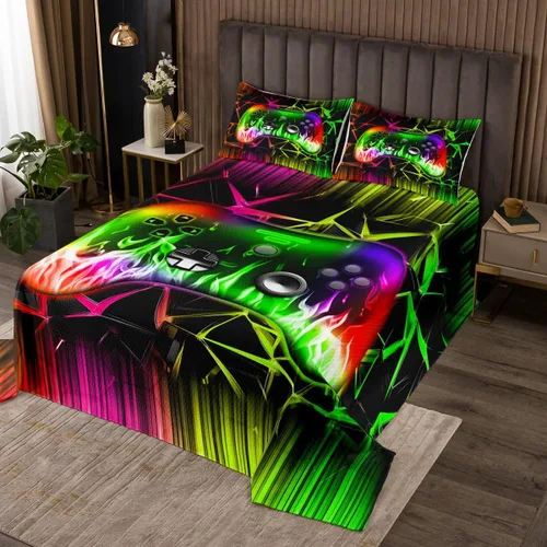 Miniatura 8 de Castle Fairy Gamepad Bedspread Quilt,Video Gaming Black Bedding Coverlet for All Season Bedroom,Kids Games Consoles Twin Size Coverlet Set with 1