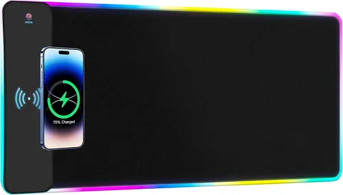 Miniatura 9 de Alfombrilla de mouse grande RGB para juegos, 15 modos de luz, control táctil, alfombrilla de teclado de computadora suave extendida, base de goma