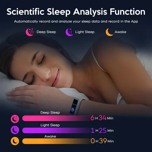 Miniatura 5 de Rastreador de actividad física para hombres y mujeres, reloj inteligente con presión arterial, frecuencia cardíaca, temperatura corporal y monitor