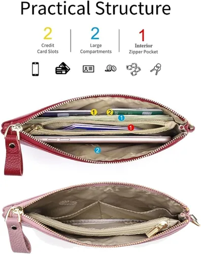 Miniatura 4 de Tapp Collections Cartera de cuero delgada con bloqueo RFID para mujer, Beige, Muñequera
