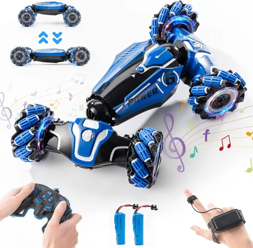 Auto de acrobacias RC con detección de gestos, 2.4 GHz 4WD, control remoto, sensor de gestos, auto de juguete con control remoto de deriva con giros