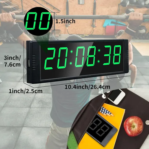 Miniatura 5 de YZ Reloj de gimnasio para gimnasio en casa con botón de inicio/parada, temporizador de intervalos para entrenamiento, cronómetro/temporizador