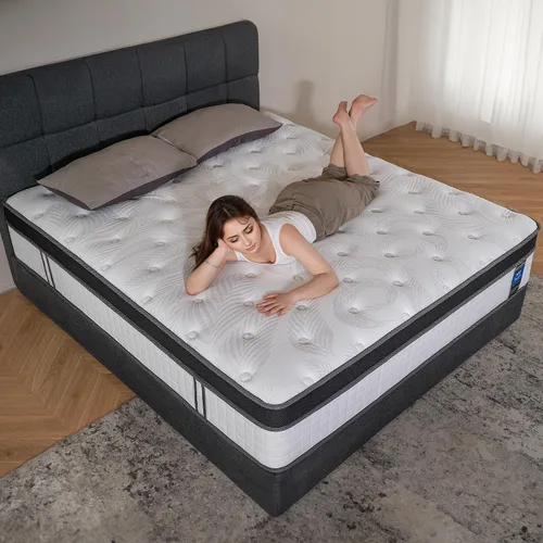 Miniatura 7 de Colchón tamaño individual mediano de 12 pulgadas de gel refrescante de espuma viscoelástica híbrida de 7 zonas, cama en una caja, funda