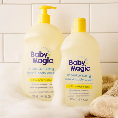 Miniatura 8 de Baby Magic Jabón hidratante para el cabello y el cuerpo, especialmente formulado para la delicada piel del bebé, sin lágrimas, caléndula y coco, 30