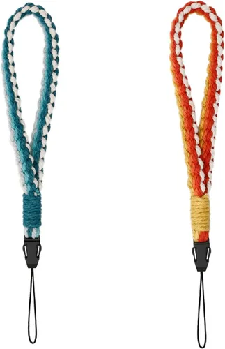 Miniatura 8 de 2 correas de muñeca para teléfono, cordón para teléfono celular, con 2 pestañas de amarre para teléfono, llavero de macramé hecho a mano, funda