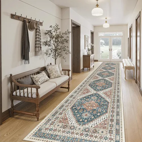 Miniatura 129 de Madane Tapete lavable de 2 x 10 pies para pasillo, cocina, recibidor, clásico, suave, antideslizante para interiores, casa de campo, baño, sala