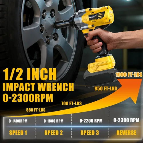 Miniatura 2 de NATBEESY Llave de impacto compatible con batería DeWalt de 20 V: destornillador de impacto de anillo de cerdo de 1/2 pulgada de alto par - Pistola