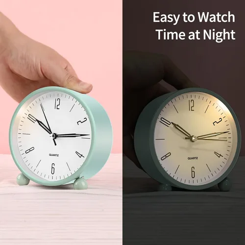 Miniatura 2 de pxy Lindo y seguro reloj despertador para niños alimentado por batería (batería incluida), reloj despertador analógico súper silencioso analógico