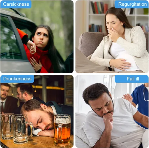 Miniatura 6 de Paquete de 40 bolsas de vómito desechables, resistentes a fugas, bolsa portátil azul para vómitos, 33.8 fl oz Emesis Vomit, vómito para vómito