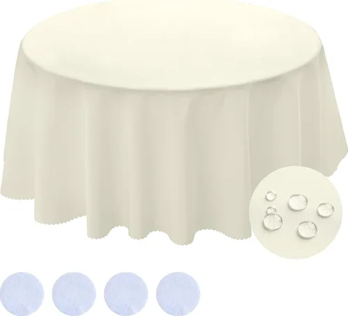 Miniatura 29 de BYDOLL Mantel redondo de 48 pulgadas para la parte superior de un máximo de 38 pulgadas de diámetro, color beige, lavable, al aire libre, resistente