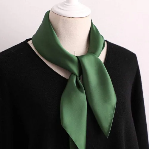 Miniatura 49 de Conjunto de bufanda de poliéster de gasa cuadrada de satén suave y grande para mujer, cuello de cabeza, multiuso, colores sólidos disponibles