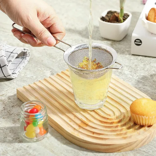 Miniatura 6 de Coladores de malla fina para cocina, COKUMA colador de metal de acero inoxidable pequeño manual mini, colador de cóctel, té, café y jugo, colador