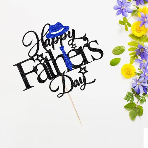 Miniatura 7 de Decoración para tartas con purpurina negra para el día del padre, feliz cumpleaños papá, te amamos papá, decoraciones de fiesta del día del padre