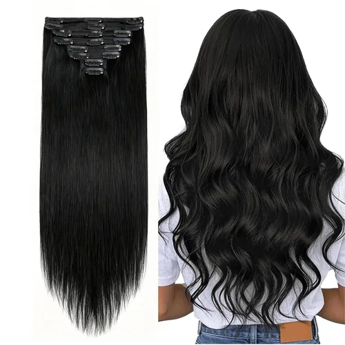 Miniatura 10 de 8Pcs Clip in Hair Extensions Real Human Hair, 140G 18 Inch Ash Blonde Mix Bleach Blonde 18P613