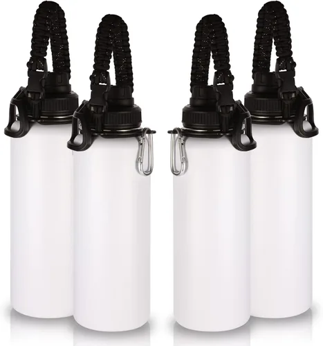 Miniatura 33 de Volhoply Botellas de agua aisladas en paquete de 2, 40 onzas, botella deportiva de acero inoxidable con asa de paracord y tapa con boquilla, taza