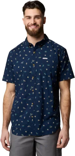 Miniatura 21 de Columbia - Camisa de manga corta para hombre Rapid Rivers con estampado, con cómodo elástico Colegial Navy Outback