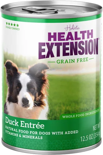 Health Extension Duck Entrée - Alimento húmedo para perros, sin granos, 12.5 onzas, receta rica en proteínas, soporte de hidratación, ideal para