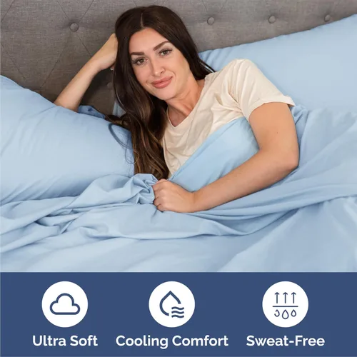 Miniatura 4 de Juego de sábanas Queen de 6 piezas, sábanas transpirables y refrescantes, sábanas de hotel, ropa de cama con bolsillos profundos y fácil ajuste, 21