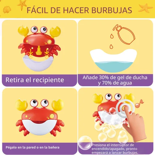 Miniatura 2 de Juguetes de baño para bebés y niños pequeños, fabricante de burbujas de baño de cangrejo con 12 canciones, paquete de 3 juguetes de cuerda