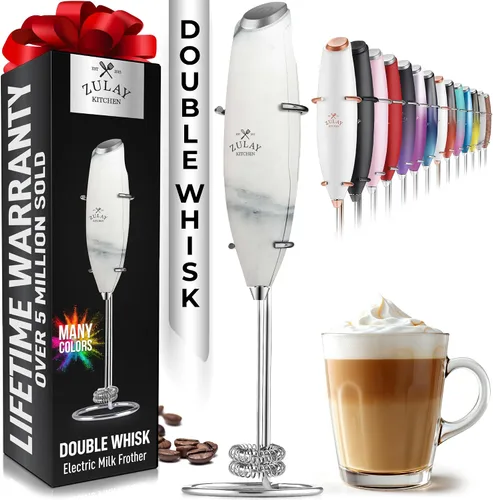 Miniatura 506 de Zulay Milk Boss Espumador de leche potente manual, hace espuma para latte, batidor para mezclar bebidas, café, miniespumador para capuchino, frappé