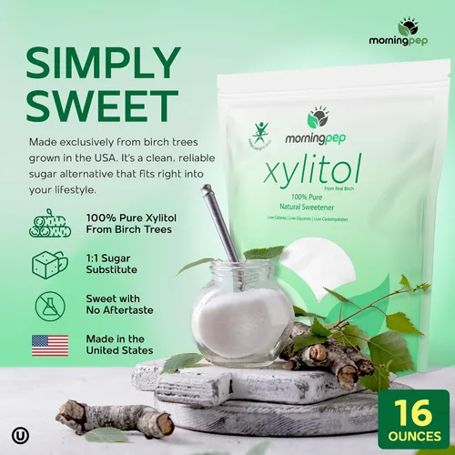 Miniatura 2 de Morning Pep - Edulcorante puro de xilitol de abedul (apto para dieta keto) sin regusto 1 libra (no de maíz) sin OMG Kosher sin gluten Producto