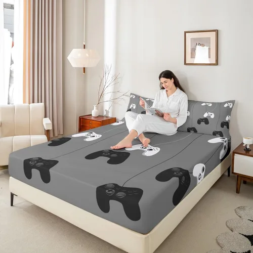 Miniatura 8 de Feelyou Sábana bajera ajustable para niños y niñas, 3 piezas, con 1 sábana encimera y 1 funda de almohada, tamaño individual
