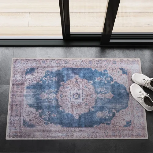 Miniatura 27 de GLN Rugs Bohemian Collection - Alfombra de felpilla lavable a máquina, bohemio vintage, antideslizante, alfombra de felpilla de pelo bajo, alfombra