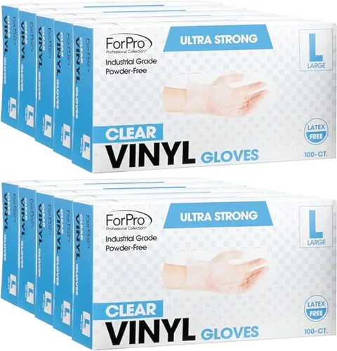 Miniatura 12 de ForPro Disposable Vinyl Gloves, Industrial Grade, Powder & Latex Free, Non-Sterile, Food Safe, 2.75 Mil Palm, 3.9 Mil Fingers Negro