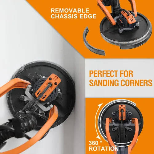 Miniatura 5 de MAXXT Lijadora Orbital Sin Escobillas para Paneles de Yeso, Potente Lijadora Eléctrica de Velocidad Constante de 550W, Lijadora Plegable de 6