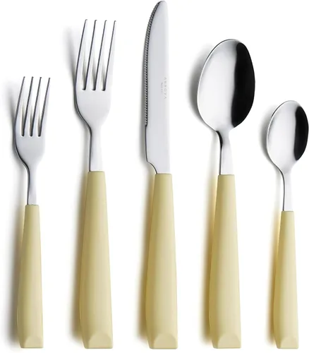 Miniatura 16 de Annova WF232 - Juego de cubiertos de acero inoxidable con asas de colores cómodos de sostener, 4 tenedores de cena, 4 cuchillos, 4 cucharas de cena