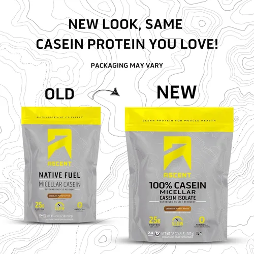 Miniatura 2 de Ascent Proteína en polvo de caseína – 0.88 oz de caseína micelar en polvo con cero sabores artificiales y edulcorantes, sin gluten, sin azúcar