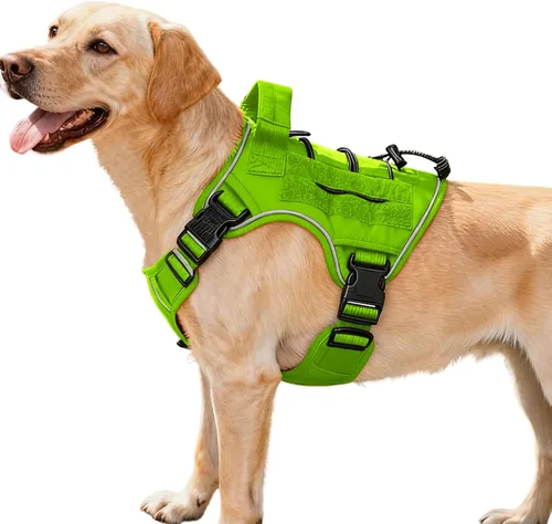 Miniatura 14 de Arnés táctico para perros grandes, chaleco reflectante ajustable sin tirones con sistema Molle, control de grado militar K9 para entrenamiento