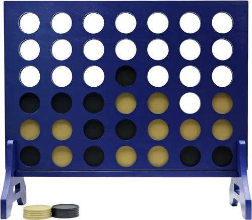 Tailgating Pros Cuatro en una fila gigante azul marino premium con funda de transporte – Juego de patio al aire libre de gran tamaño – ¡Muchos