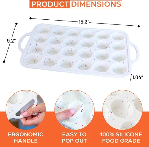 Miniatura 2 de 1 molde de silicona para magdalenas de 24 tazas con marco reforzado de metal, bandeja de silicona para magdalenas para hornear, bandeja