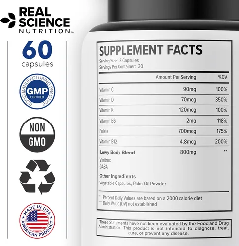 Miniatura 9 de Real Science Nutrition Ofrece Lew-X - Un suplemento nutricional formulado para el alivio del cuerpo de Lewy para apoyar la memoria y la claridad